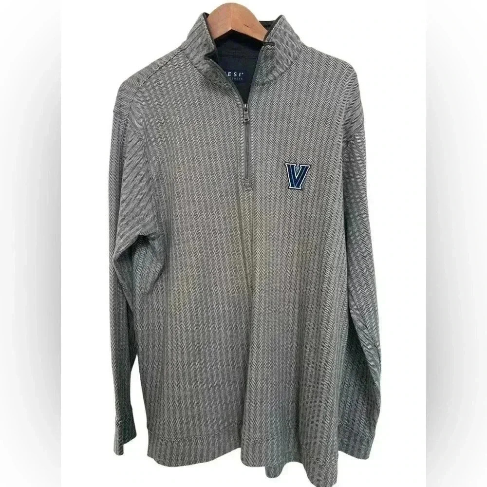 Vesi Villanova Wildcats 1/4 Zip Brown Pullover Size Large